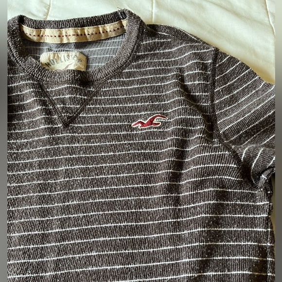 Hollister men’s long sleeve vintage pull over size M brown and white striped - Picture 2 of 4